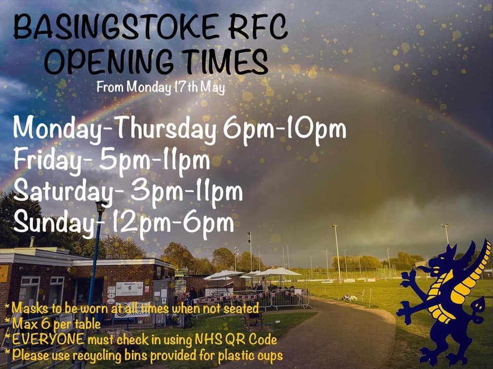 Basingstoke RFC Ltd NEW BAR OPENING TIMES Monday 17th May